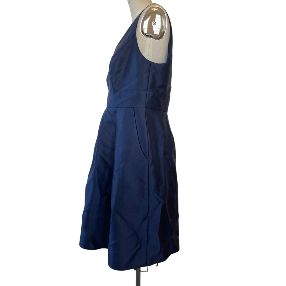 ❤️ NWT! Alfred Sung Navy Plunge Neck Taffeta Satin Cocktail Dress - Picture 5 of 10